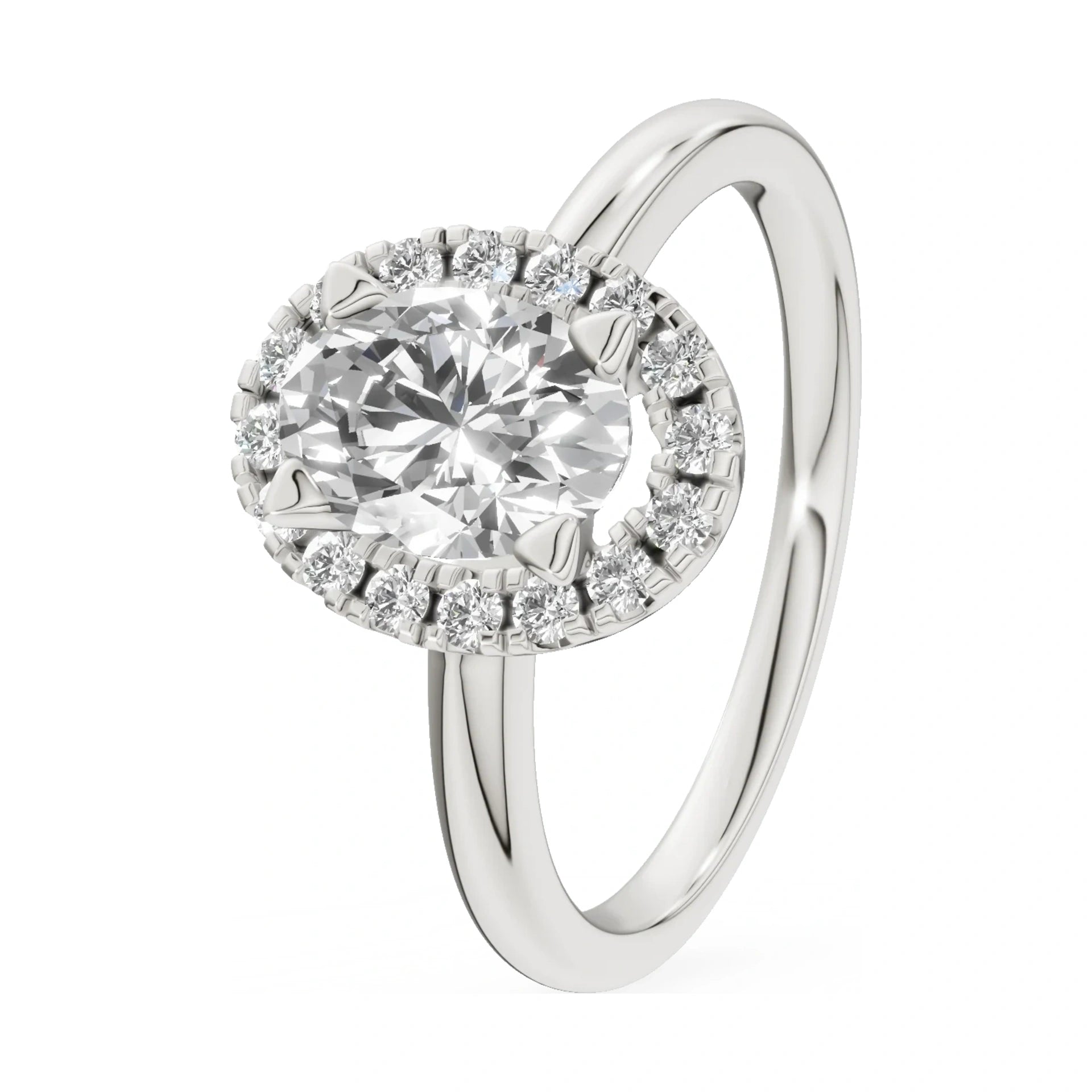 1.00 ct oval-cut natural diamond GREMARI Seven Aura engagement ring in 14K white gold