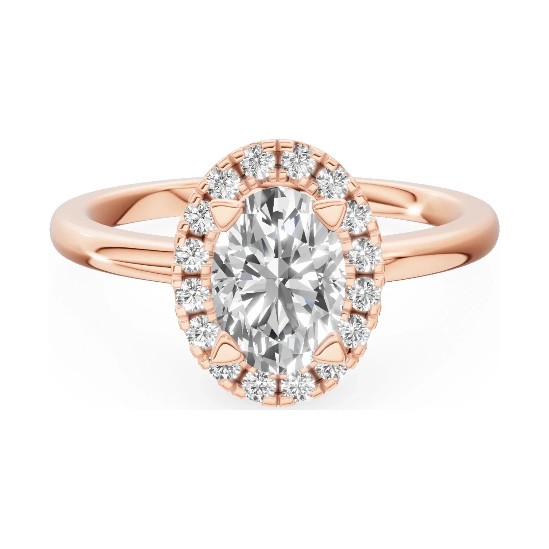 GREMARI Seven Aura 14K rose gold engagement ring with 1.00 ct oval-cut natural diamond