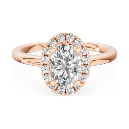 GREMARI Seven Aura 14K rose gold engagement ring with 1.00 ct oval-cut natural diamond