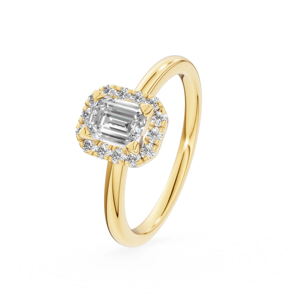 Gremari Seven Aura zásnubní prsten ze žlutého zlata s 0,50 ct lab-grown diamantem – Emerald