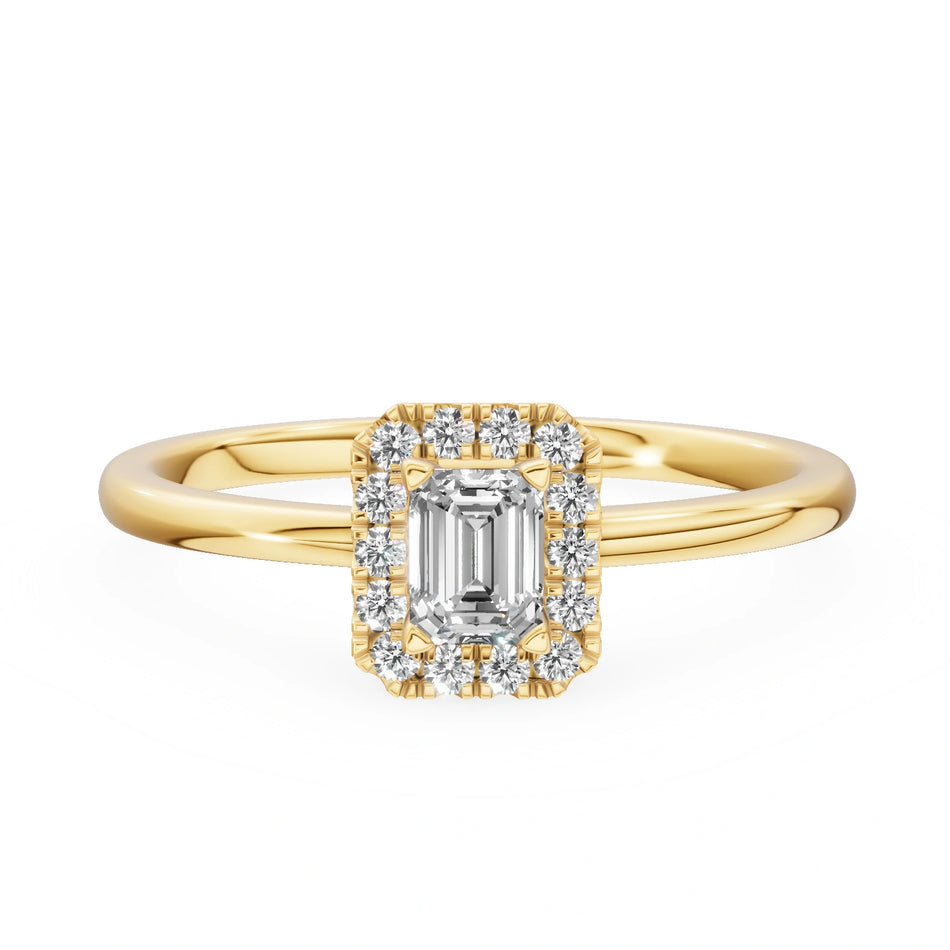 Gremari Seven Aura zásnubní prsten ze žlutého zlata s 0,24 ct přírodním diamantem – Emerald