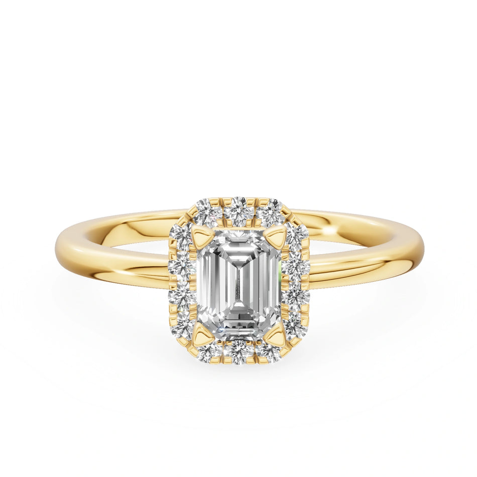 Gremari Seven Aura zásnubní prsten ze žlutého zlata s 0,50 ct přírodním diamantem – Emerald