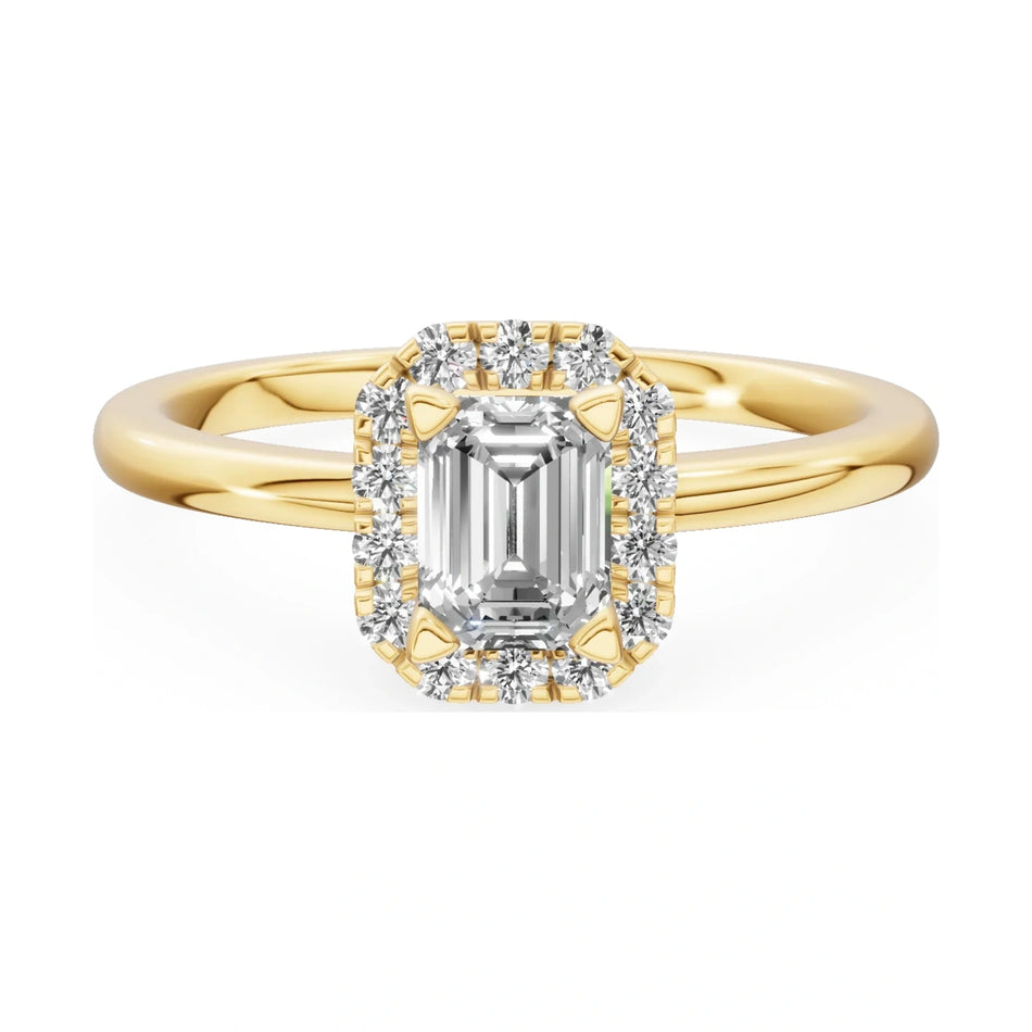 GREMARI Seven Aura 14K yellow gold engagement ring with 0.50 ct emerald-cut natural diamond