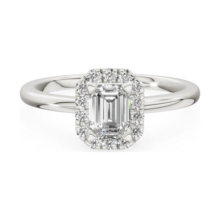 GREMARI Seven Aura 14K white gold engagement ring with 0.50 ct emerald-cut natural diamond
