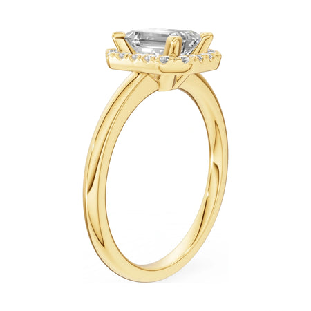 14K yellow gold GREMARI Seven Aura ring with 1.00 ct emerald-cut natural diamond