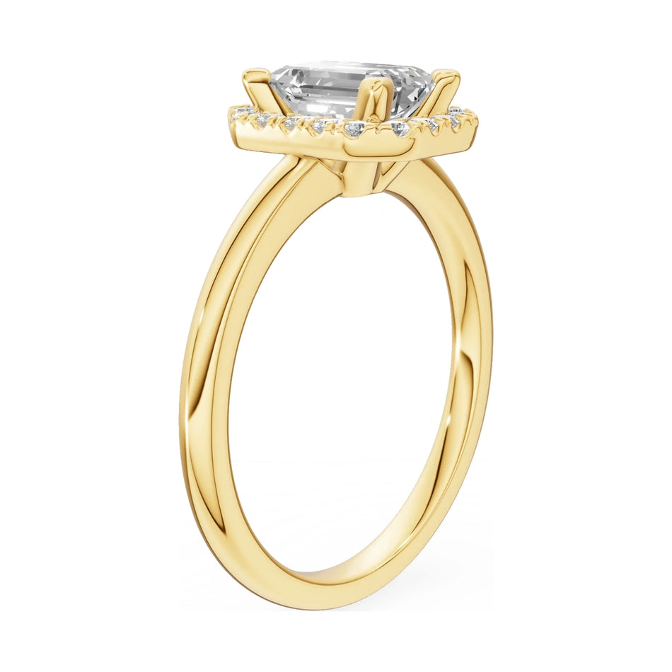 14K yellow gold GREMARI Seven Aura ring with 1.00 ct emerald-cut natural diamond