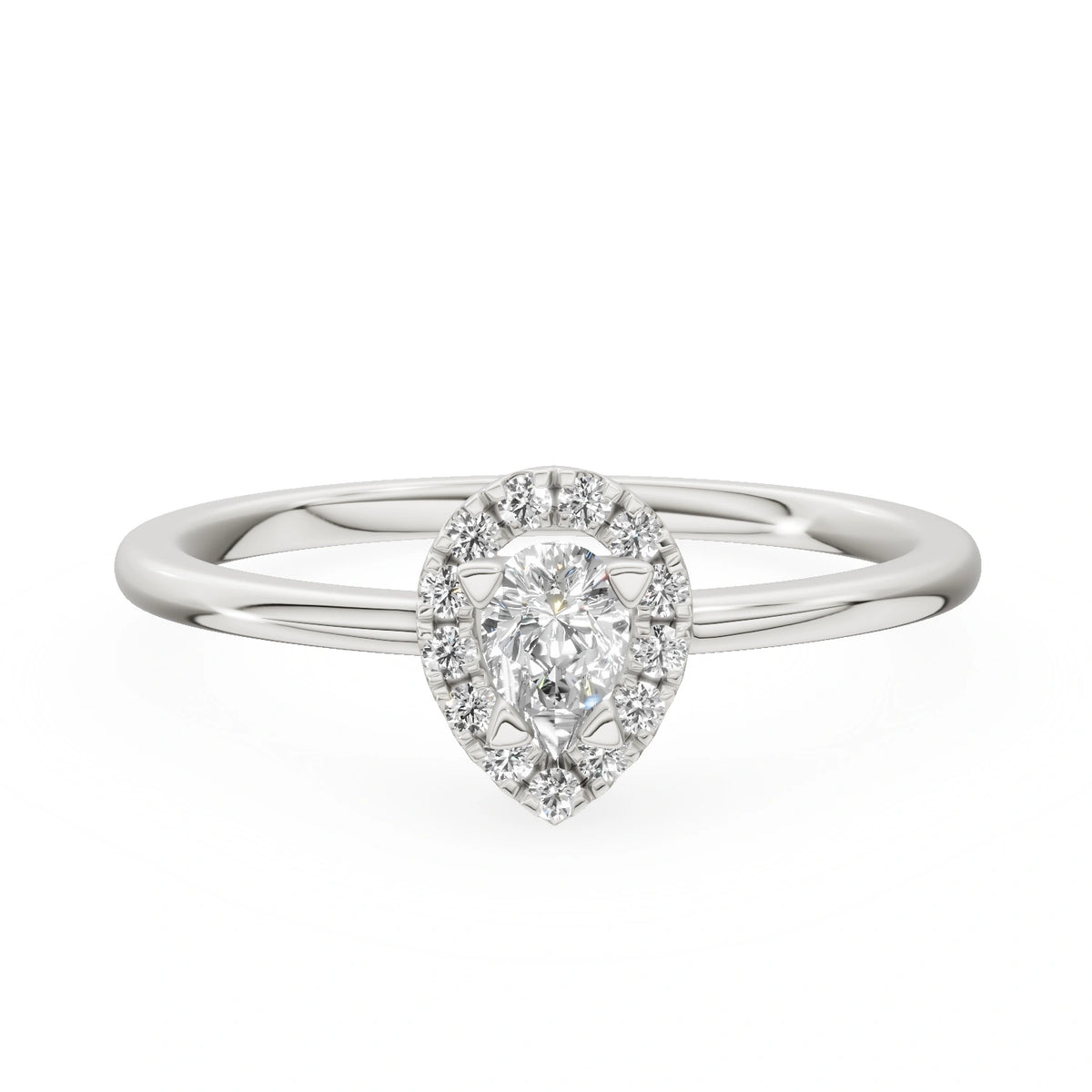 Gremari Seven Aura zásnubní prsten z bílého zlata s 0,15 ct lab-grown diamantem – Pear