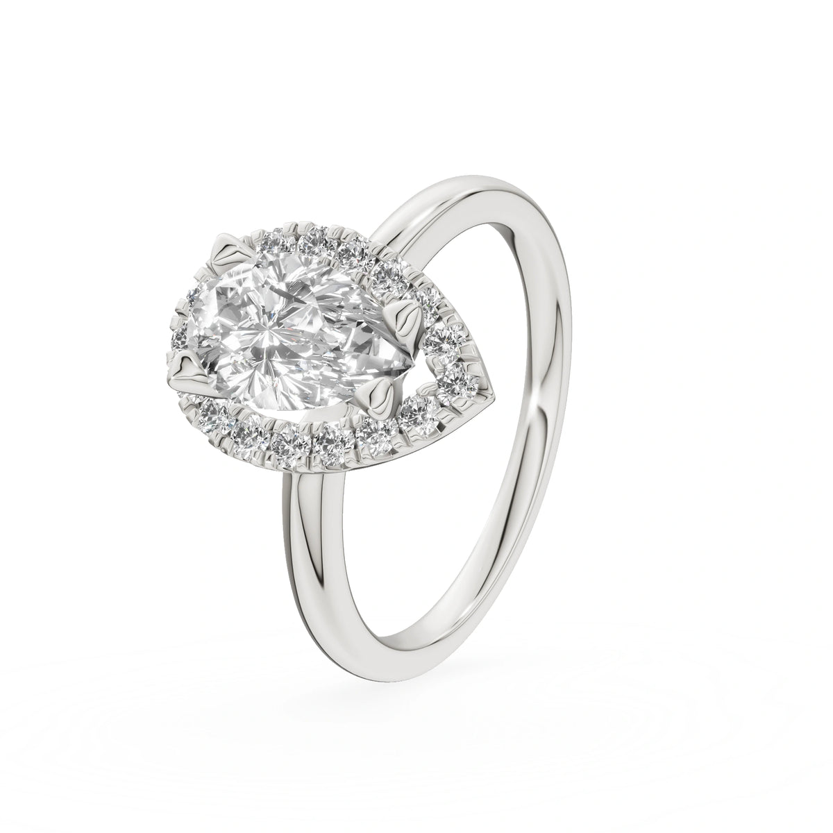 Gremari Seven Aura zásnubní prsten z bílého zlata s 1,00 ct lab-grown diamantem – Pear