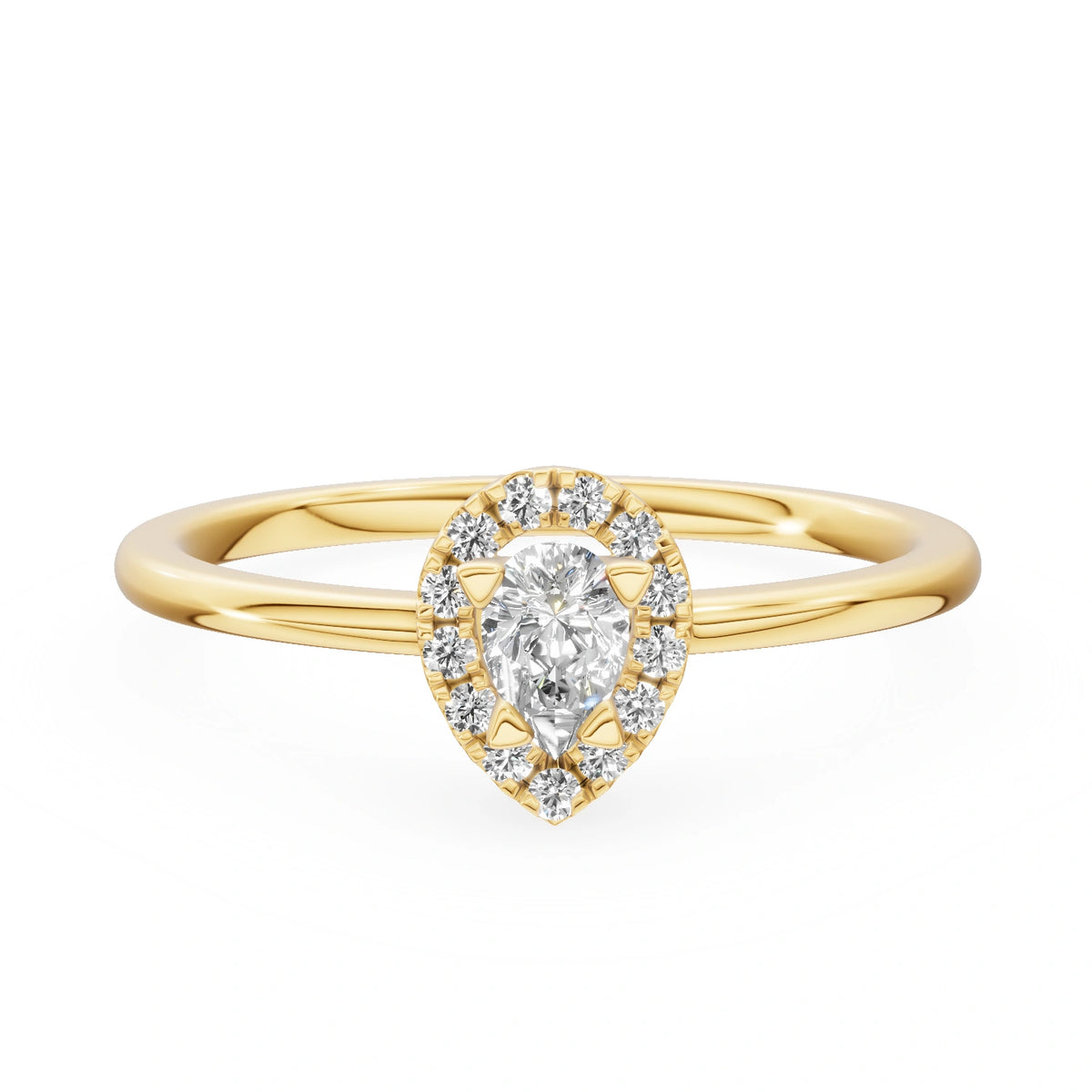 Gremari Seven Aura zásnubní prsten ze žlutého zlata s 0,15 ct lab-grown diamantem – Pear