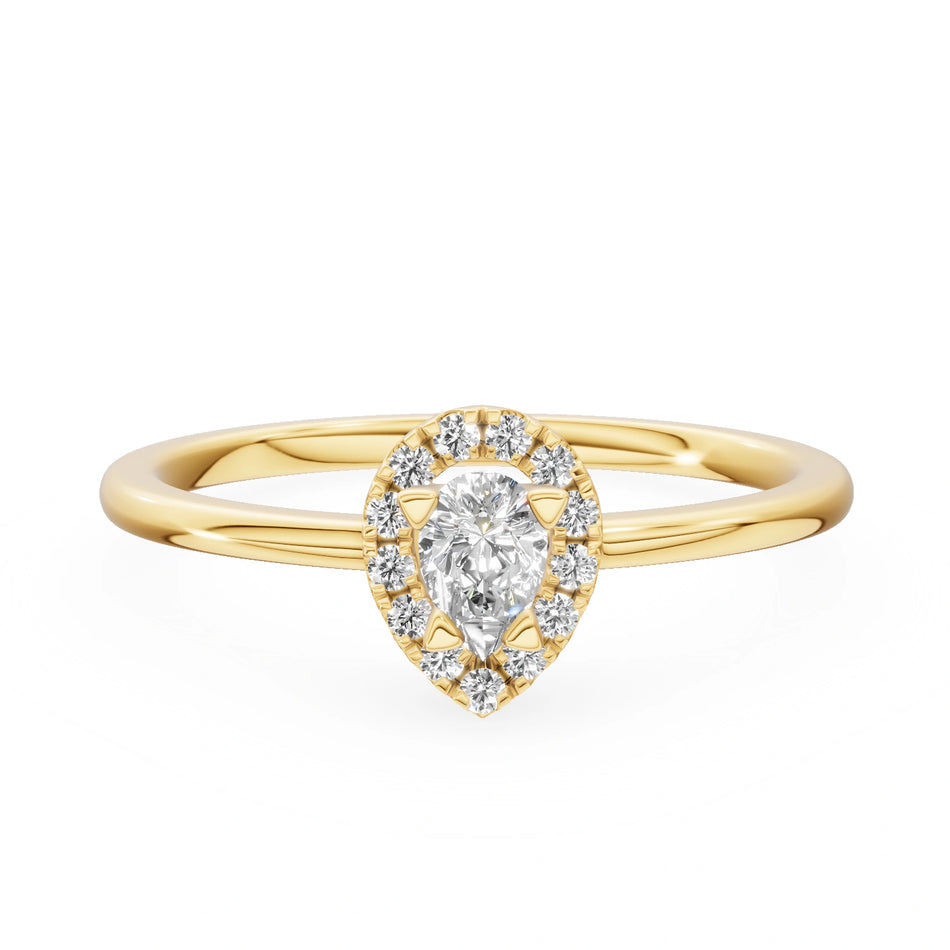 Gremari Seven Aura zásnubní prsten ze žlutého zlata s 0,15 ct lab-grown diamantem – Pear