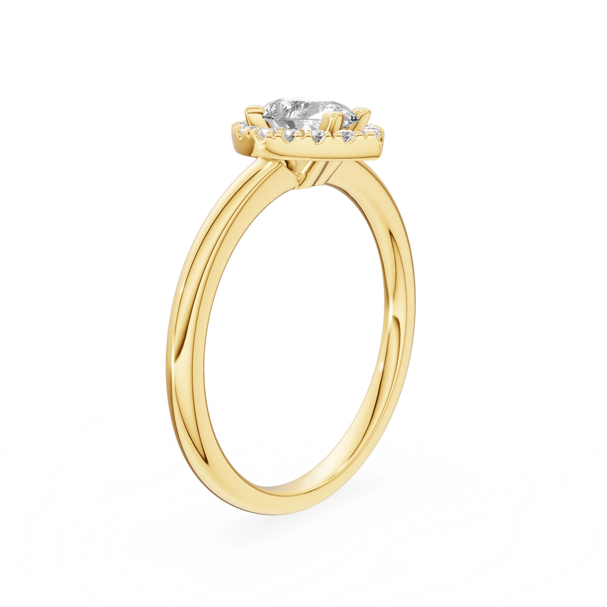 Gremari Seven Aura zásnubní prsten ze žlutého zlata s 0,50 ct lab-grown diamantem – Pear