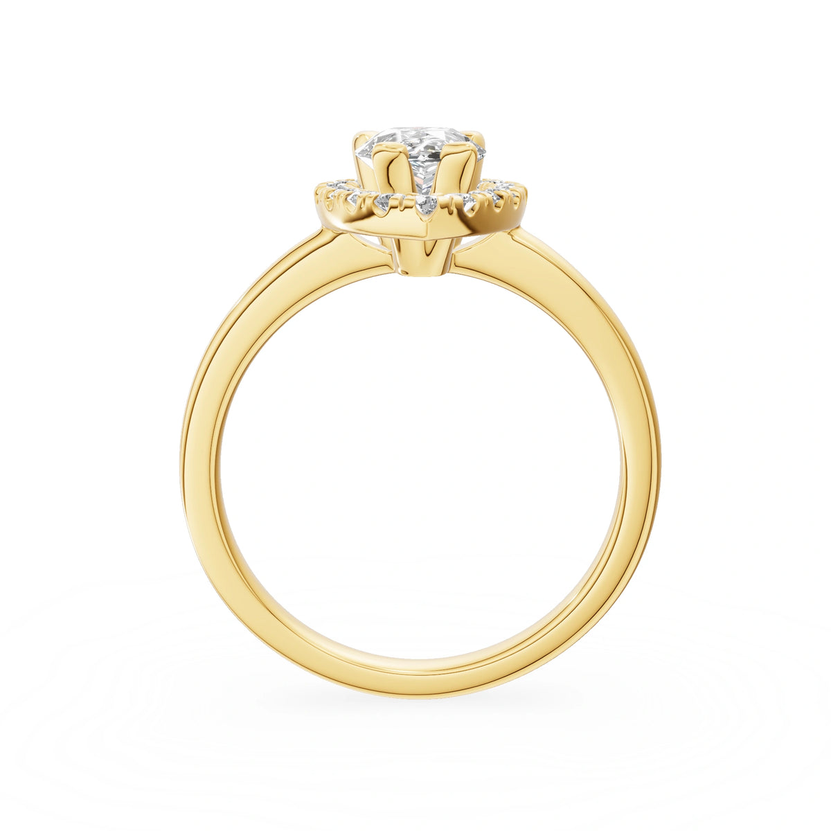 Gremari Seven Aura zásnubní prsten ze žlutého zlata s 1,00 ct lab-grown diamantem – Pear