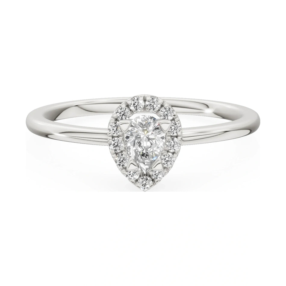 GREMARI Seven Aura 14K white gold engagement ring with 0.15 ct pear-cut natural diamond
