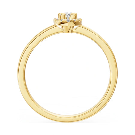 GREMARI Seven Aura pear-cut natural diamond engagement ring in 14K yellow gold, 0.15 ct