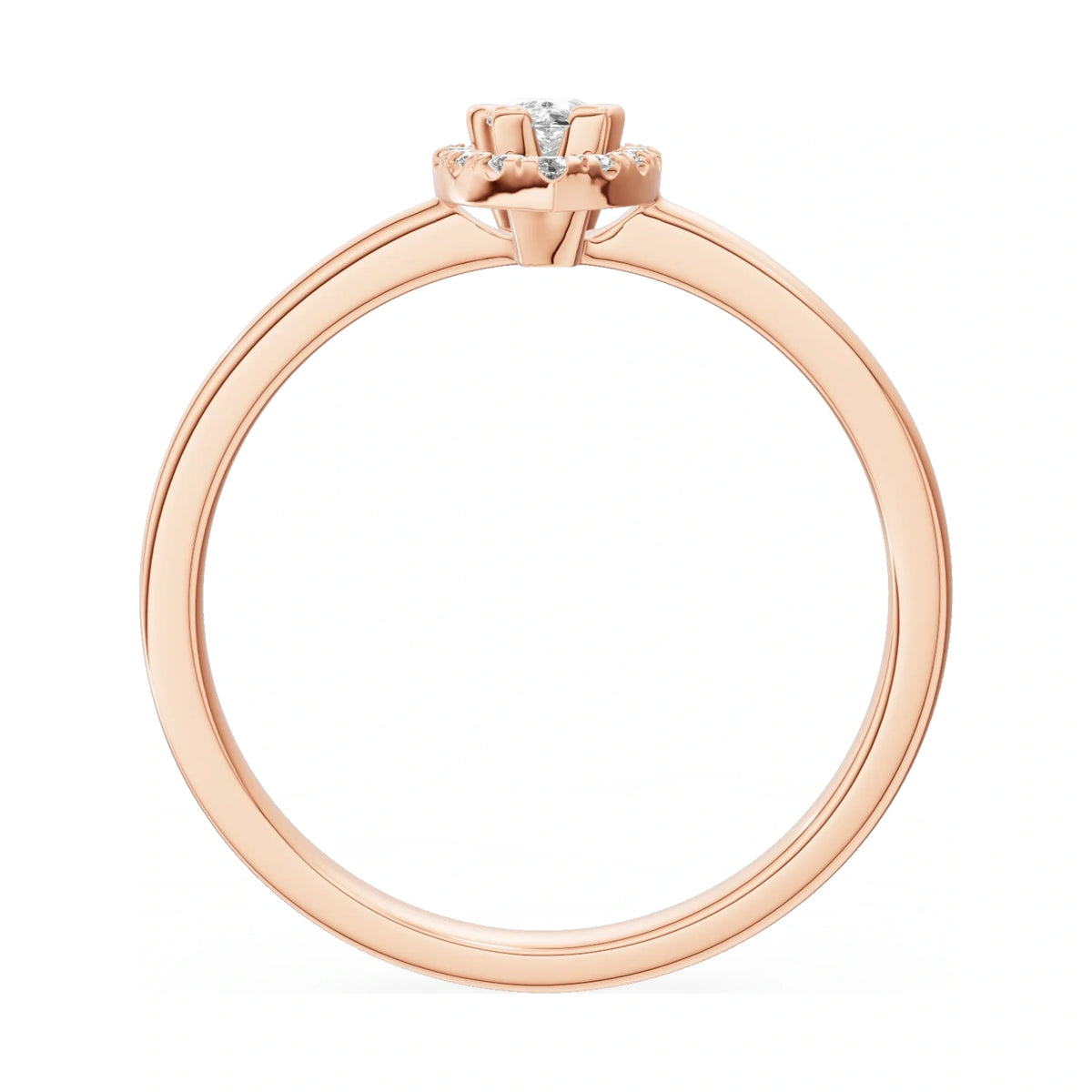 GREMARI Seven Aura pear-cut natural diamond engagement ring in 14K rose gold, 0.15 ct