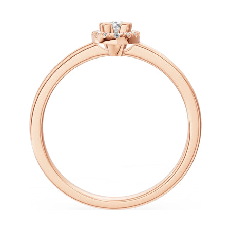 GREMARI Seven Aura pear-cut natural diamond engagement ring in 14K rose gold, 0.15 ct
