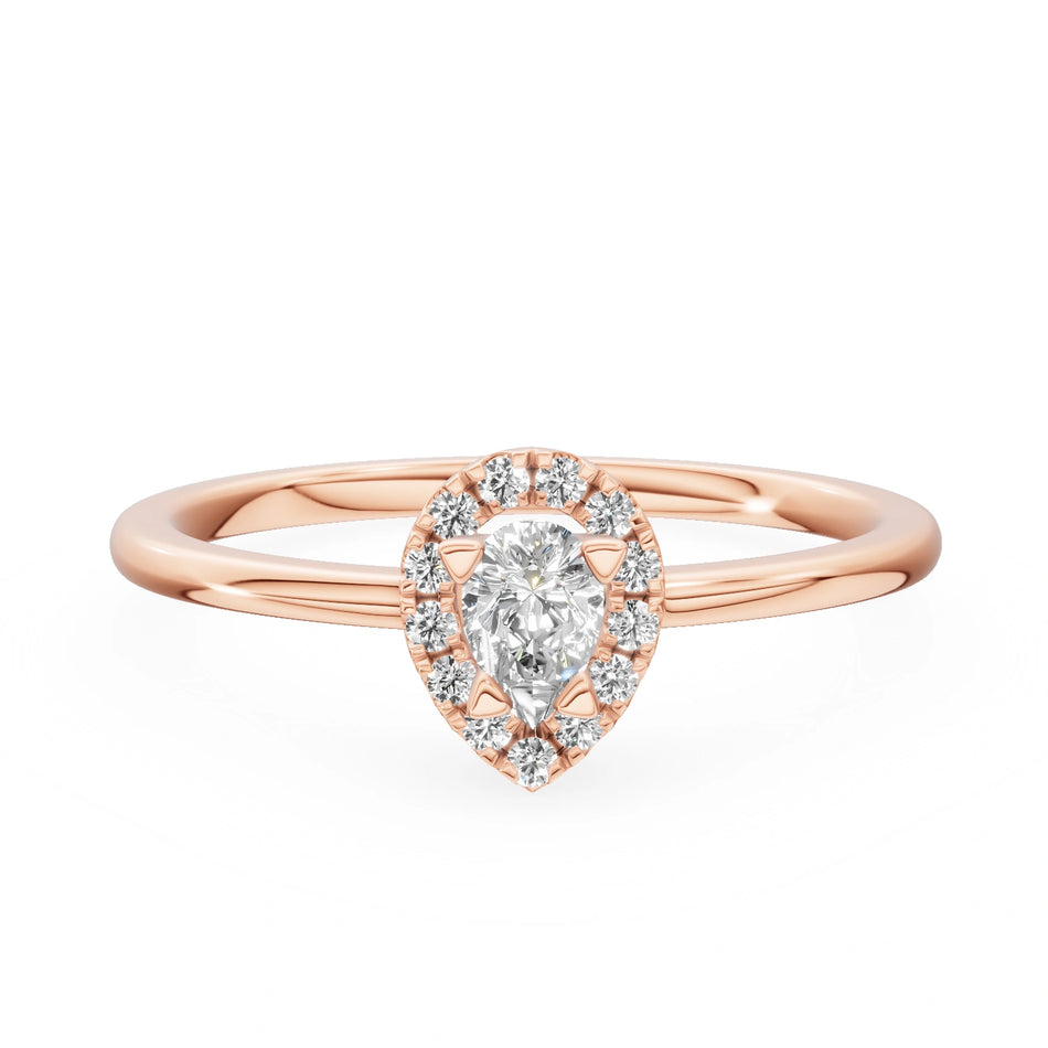 Gremari Seven Aura zásnubní prsten z růžového zlata s 0,15 ct přírodním diamantem – Pear