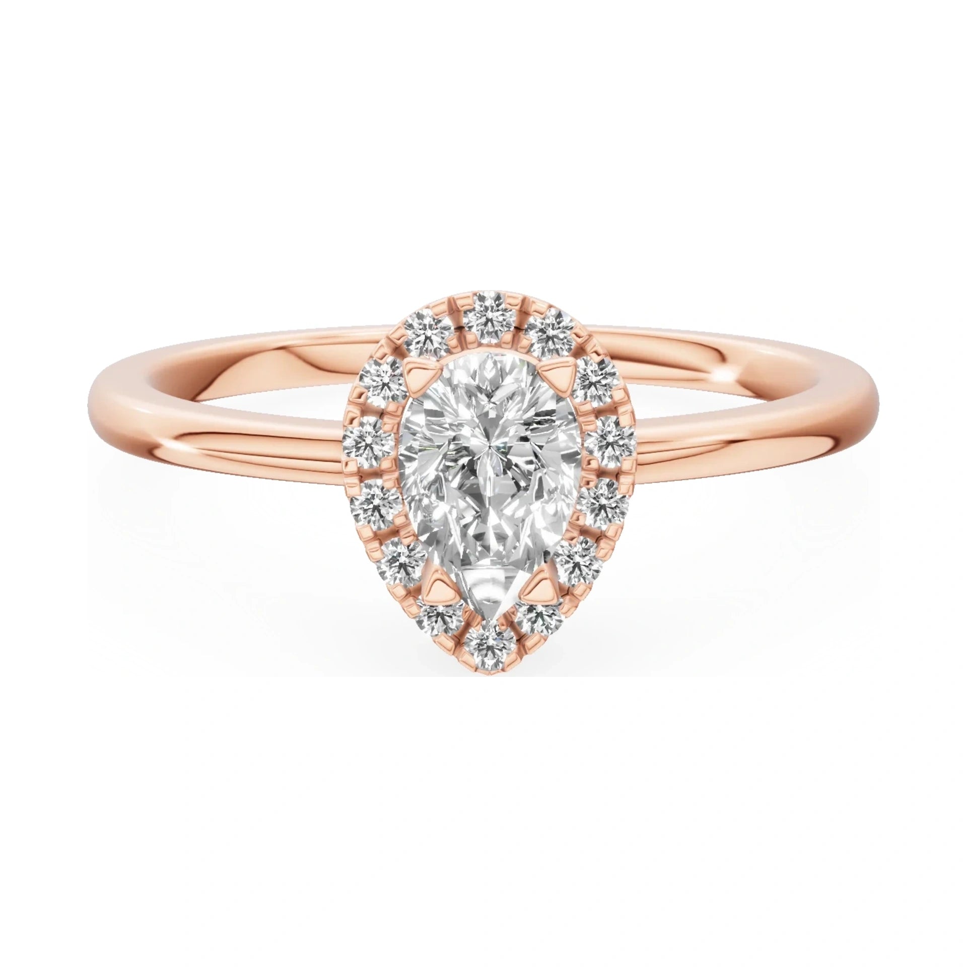 GREMARI Seven Aura 14K rose gold engagement ring with 0.30 ct pear-cut natural diamond