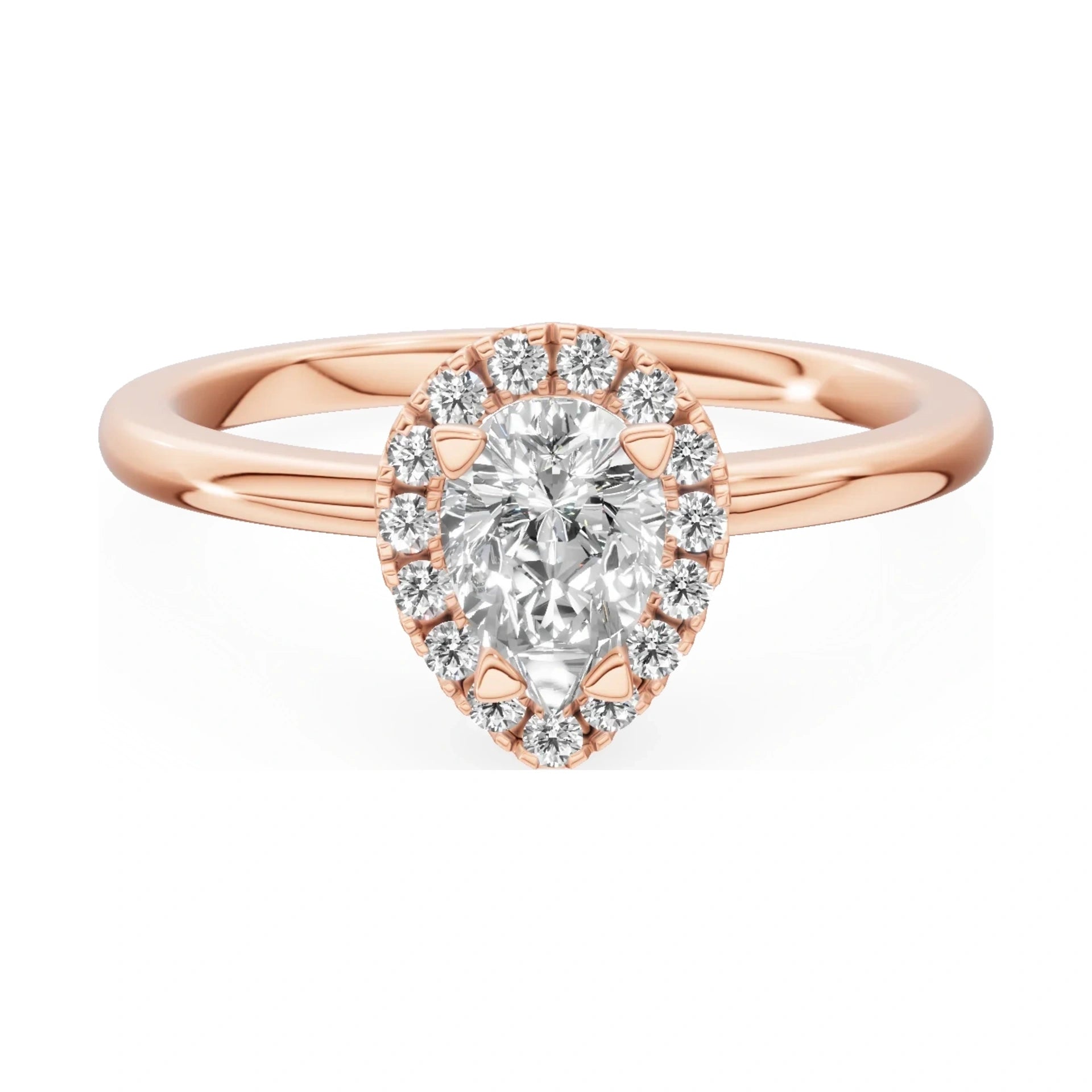 GREMARI Seven Aura 14K rose gold engagement ring with 0.50 ct pear-cut natural diamond