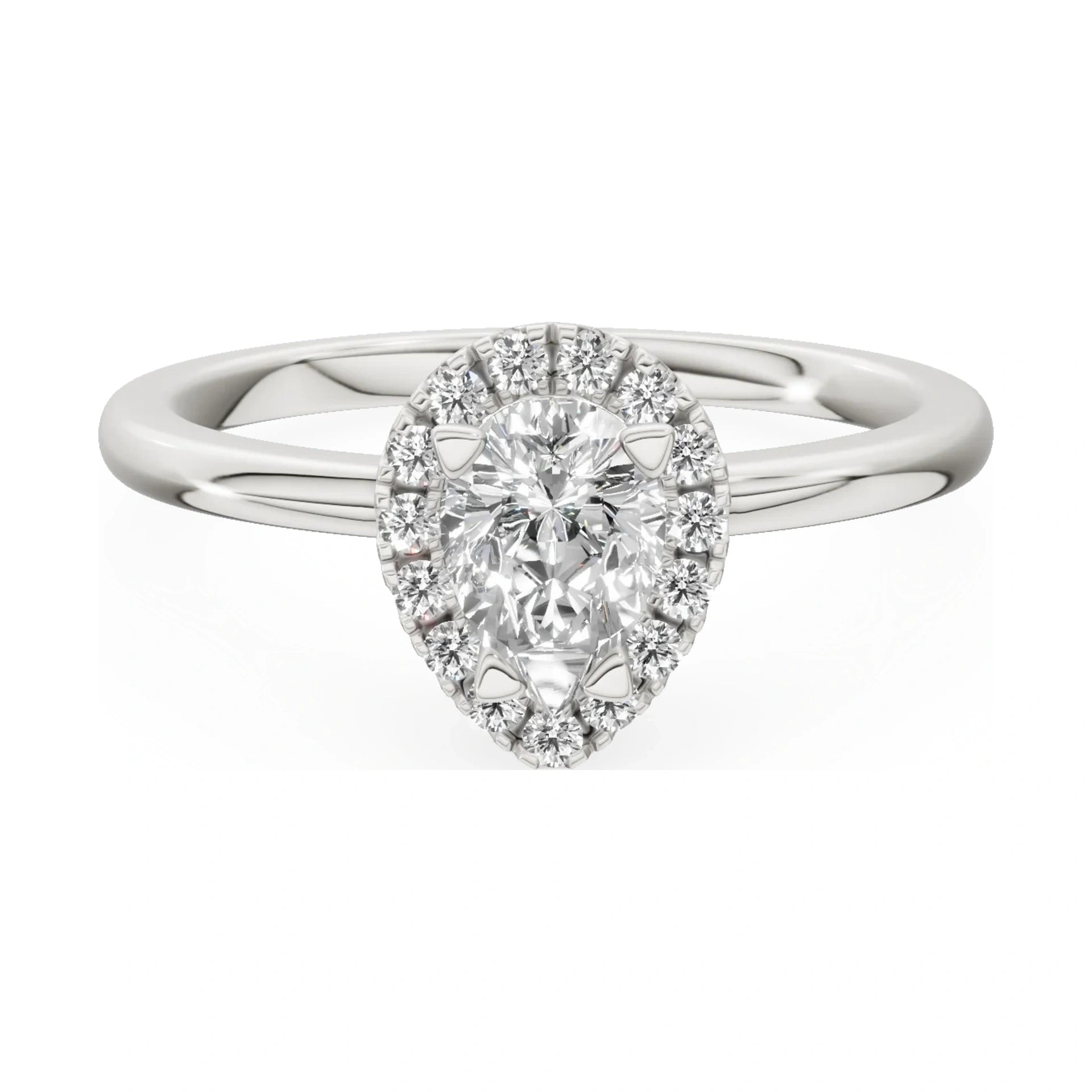 GREMARI Seven Aura 14K white gold engagement ring with 0.50 ct pear-cut natural diamond