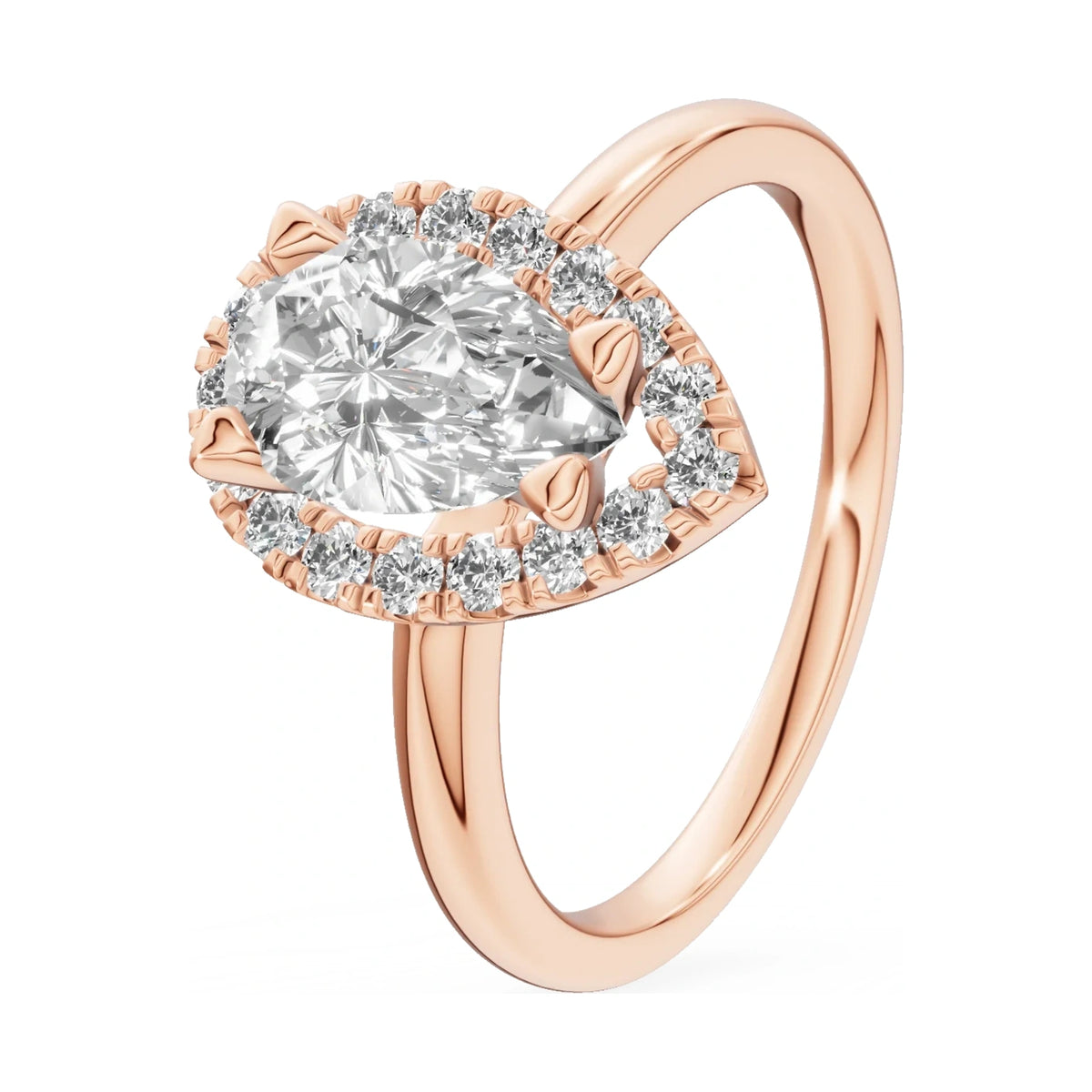 1.00 ct pear-cut natural diamond GREMARI Seven Aura engagement ring in 14K rose gold