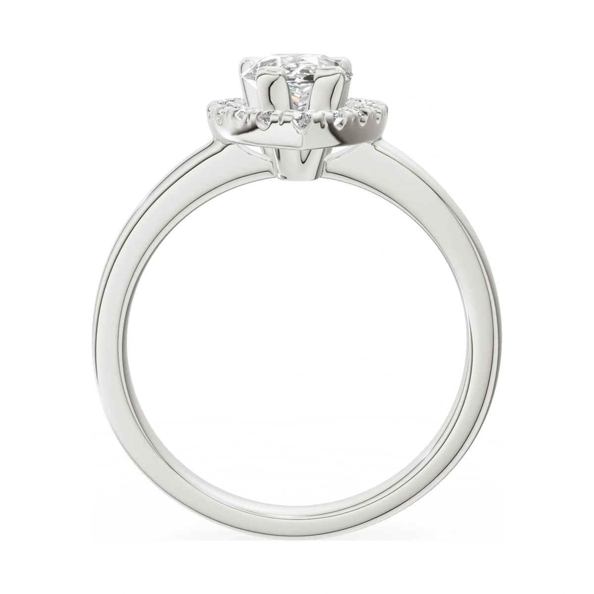 GREMARI Seven Aura pear-cut natural diamond engagement ring in 14K white gold, 1.00 ct