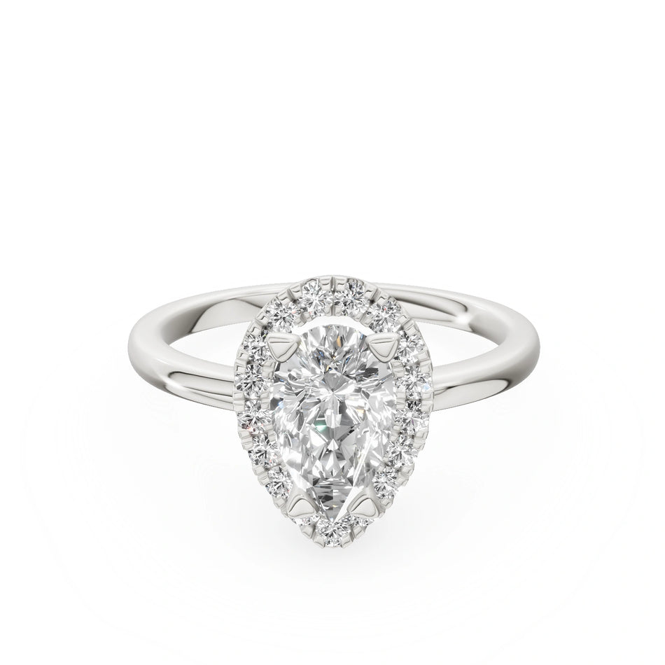 Gremari Seven Aura zásnubní prsten z bílého zlata s 1,00 ct přírodním diamantem – Pear