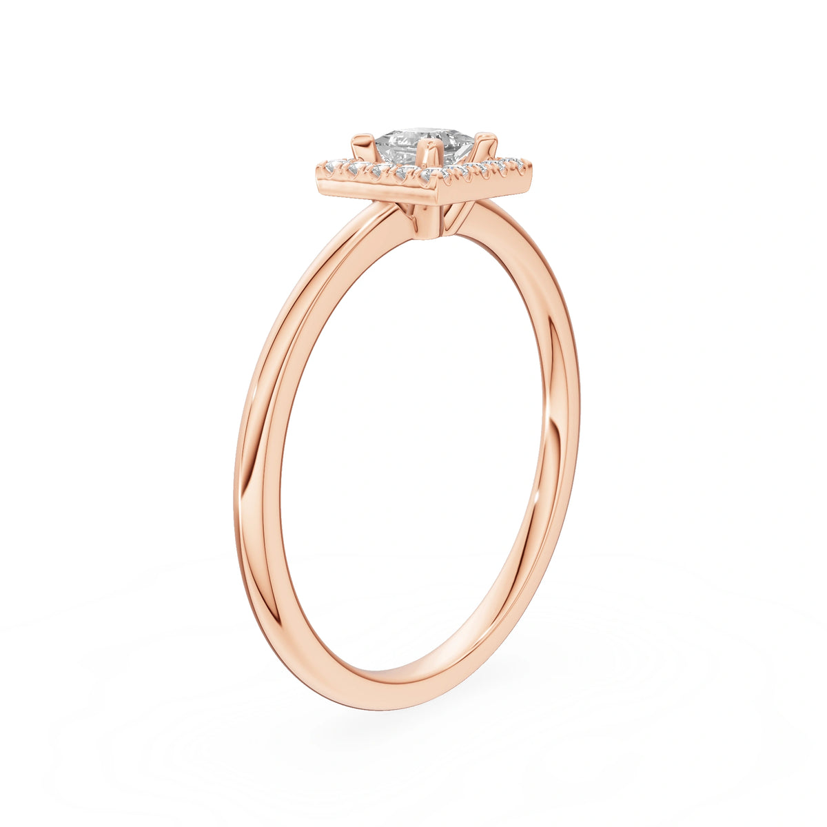 Gremari Seven Aura zásnubní prsten z růžového zlata s 0,15 ct lab-grown diamantem – Princess