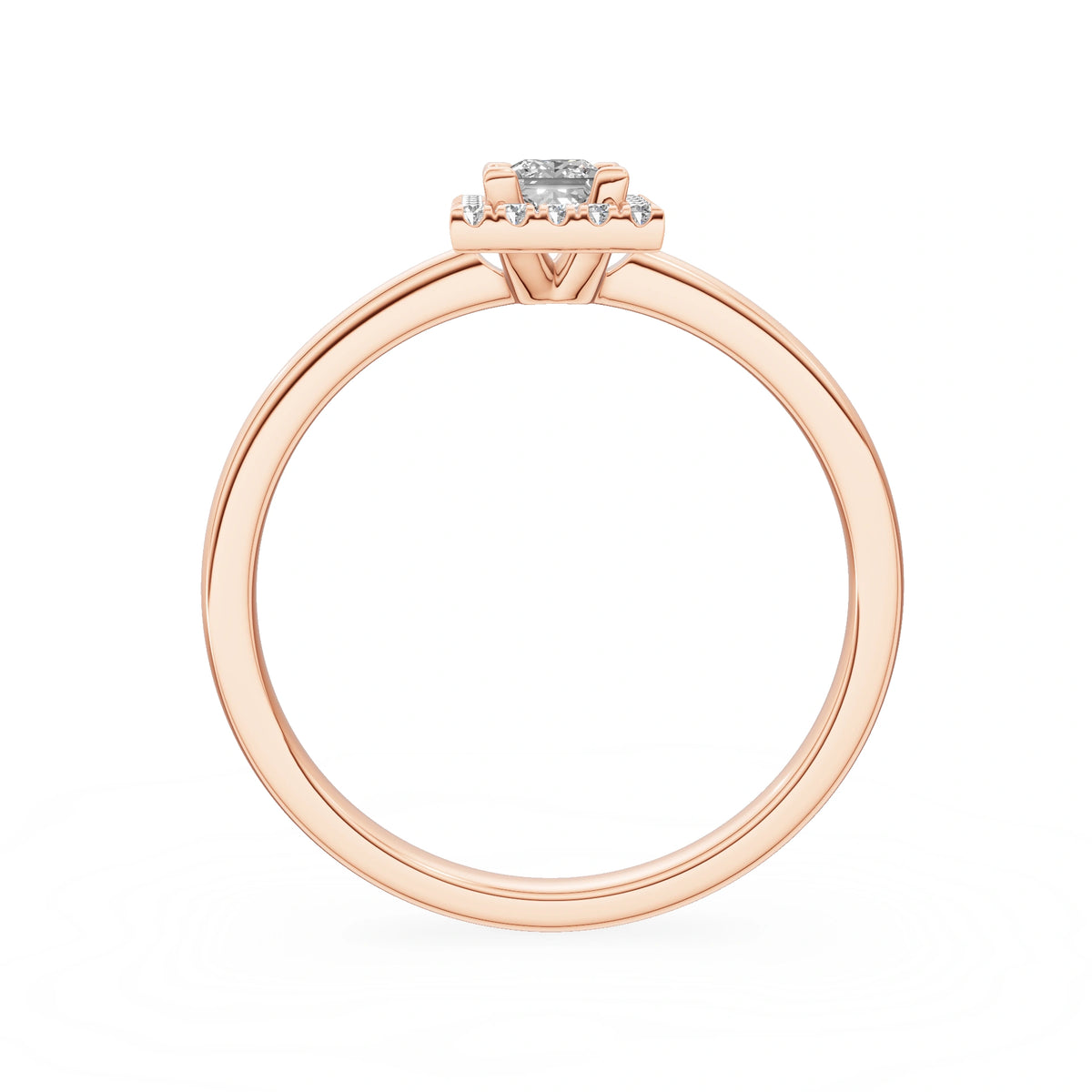 Gremari Seven Aura zásnubní prsten z růžového zlata s 0,15 ct lab-grown diamantem – Princess
