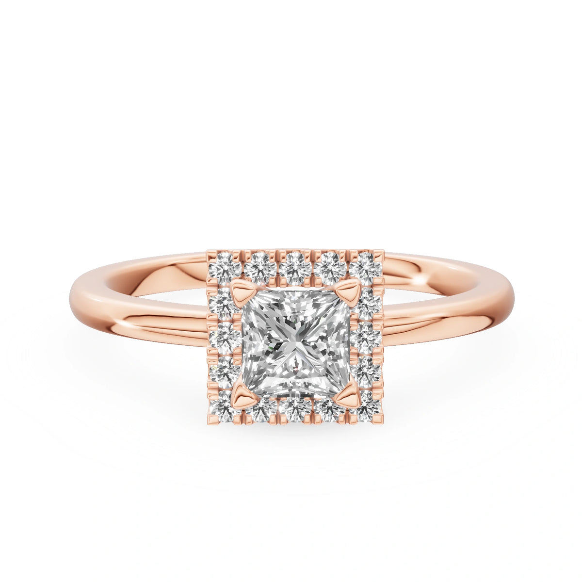 Gremari Seven Aura zásnubní prsten z růžového zlata s 0,50 ct lab-grown diamantem – Princess