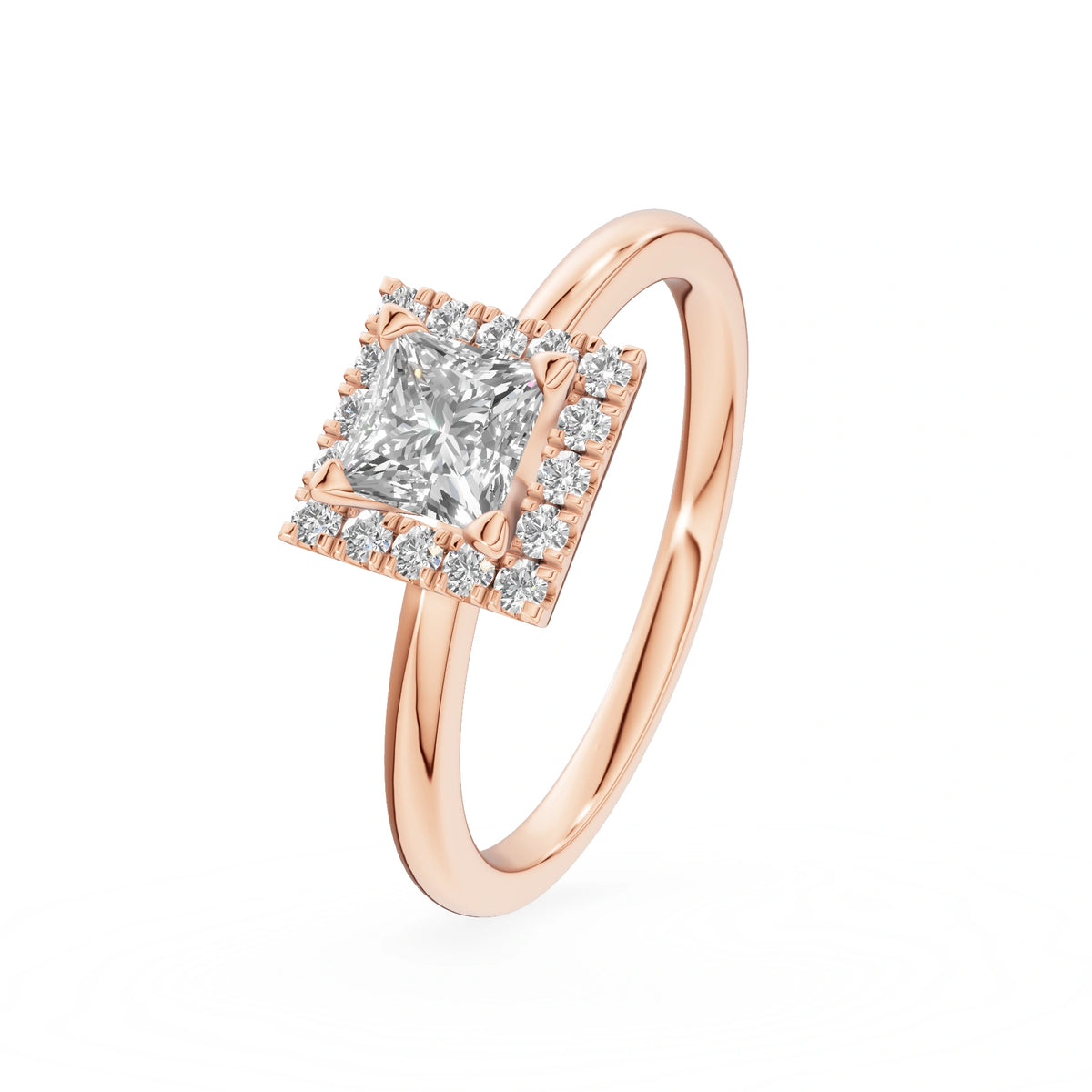 Gremari Seven Aura zásnubní prsten z růžového zlata s 0,50 ct lab-grown diamantem – Princess