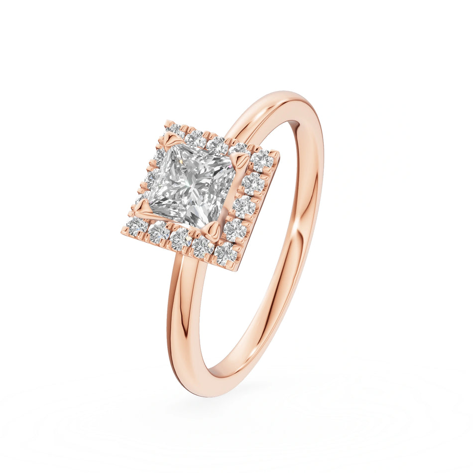 Gremari Seven Aura zásnubní prsten z růžového zlata s 0,50 ct lab-grown diamantem – Princess
