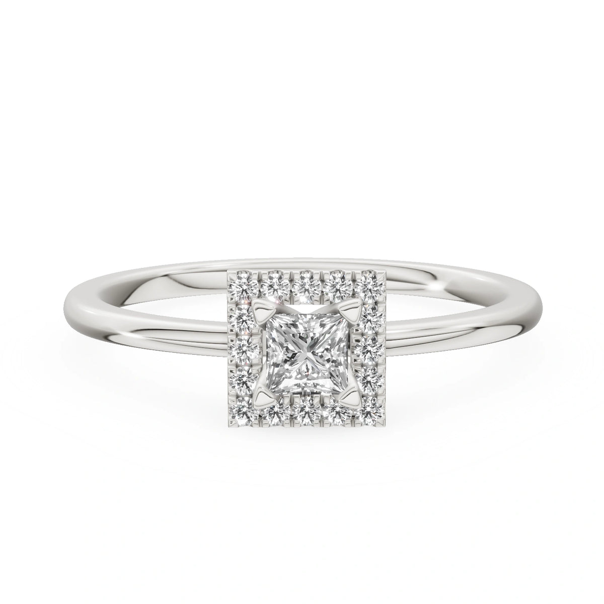 Gremari Seven Aura zásnubní prsten z bílého zlata s 0,15 ct lab-grown diamantem – Princess