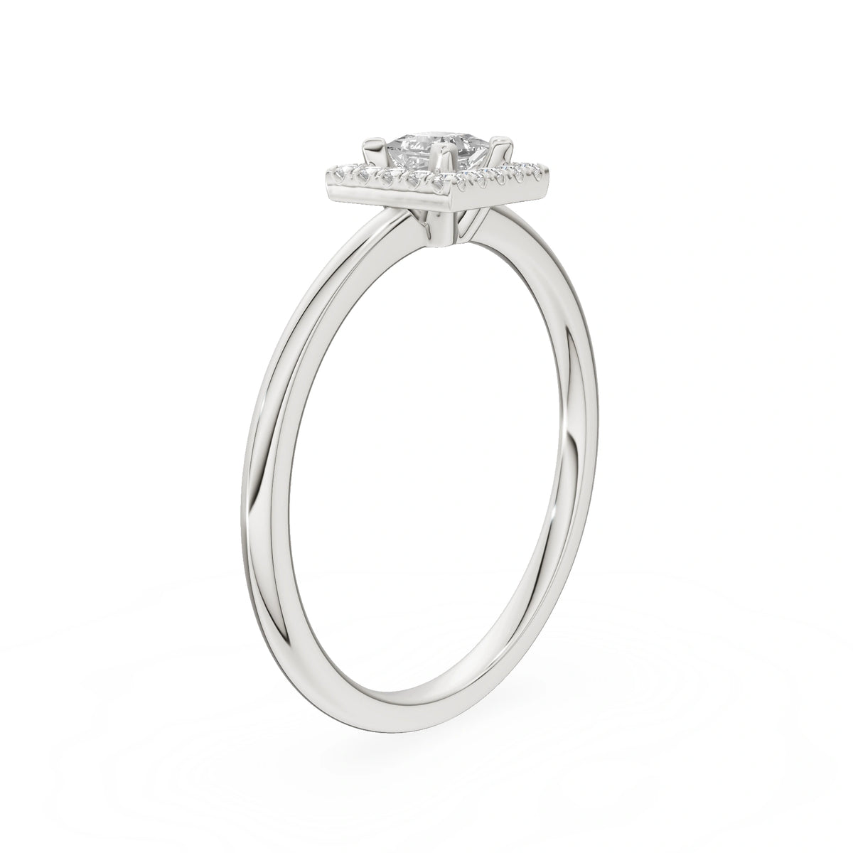 Gremari Seven Aura zásnubní prsten z bílého zlata s 0,15 ct lab-grown diamantem – Princess