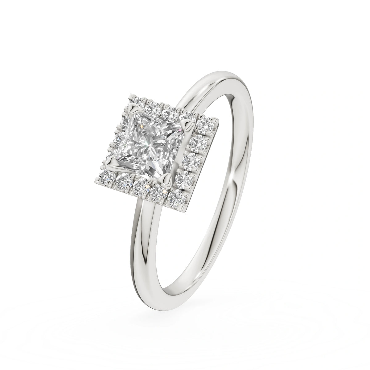 Gremari Seven Aura zásnubní prsten z bílého zlata s 0,50 ct lab-grown diamantem – Princess
