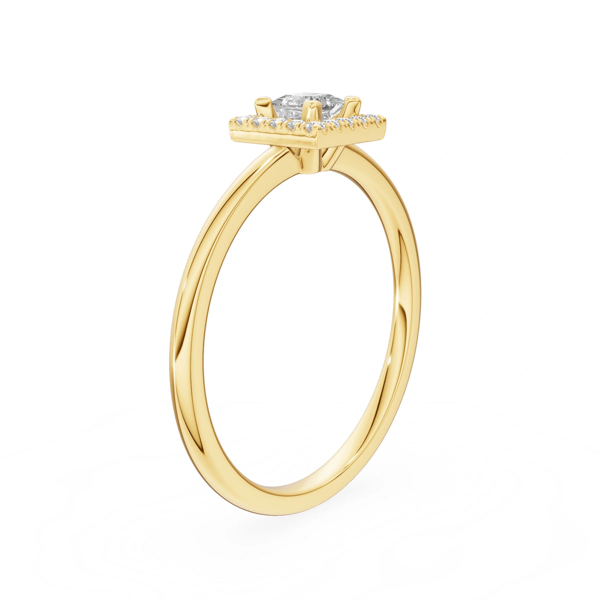 Gremari Seven Aura zásnubní prsten ze žlutého zlata s 0,15 ct lab-grown diamantem – Princess