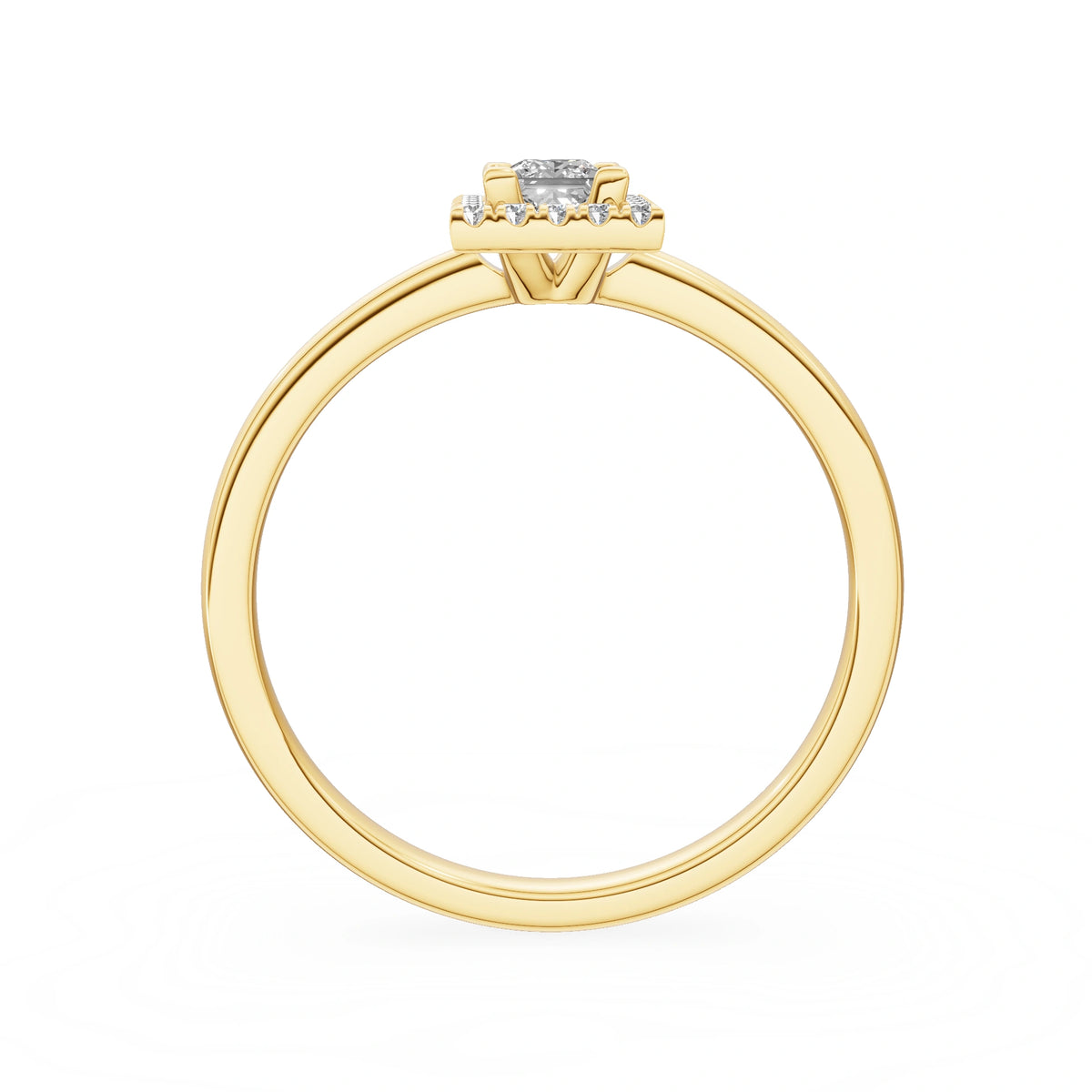 Gremari Seven Aura zásnubní prsten ze žlutého zlata s 0,15 ct lab-grown diamantem – Princess