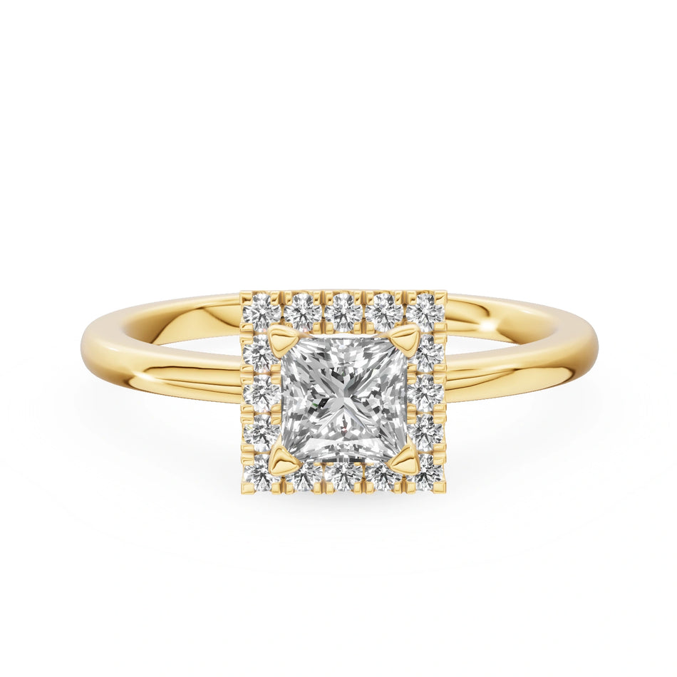 Gremari Seven Aura zásnubní prsten ze žlutého zlata s 0,50 ct lab-grown diamantem – Princess