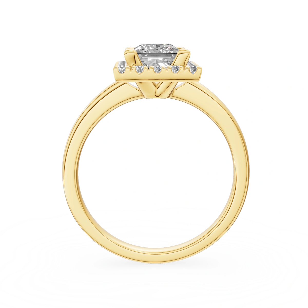 Gremari Seven Aura zásnubní prsten ze žlutého zlata s 1,00 ct lab-grown diamantem – Princess