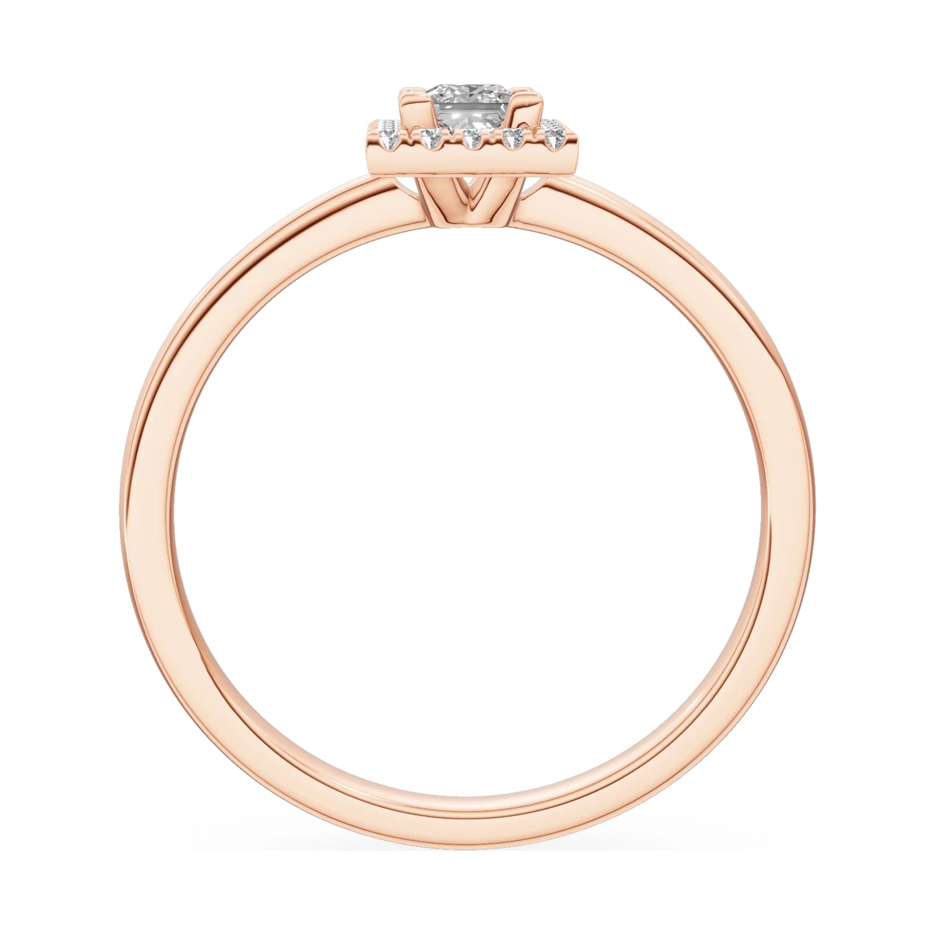 GREMARI Seven Aura princess-cut natural diamond engagement ring in 14K rose gold, 0.15 ct