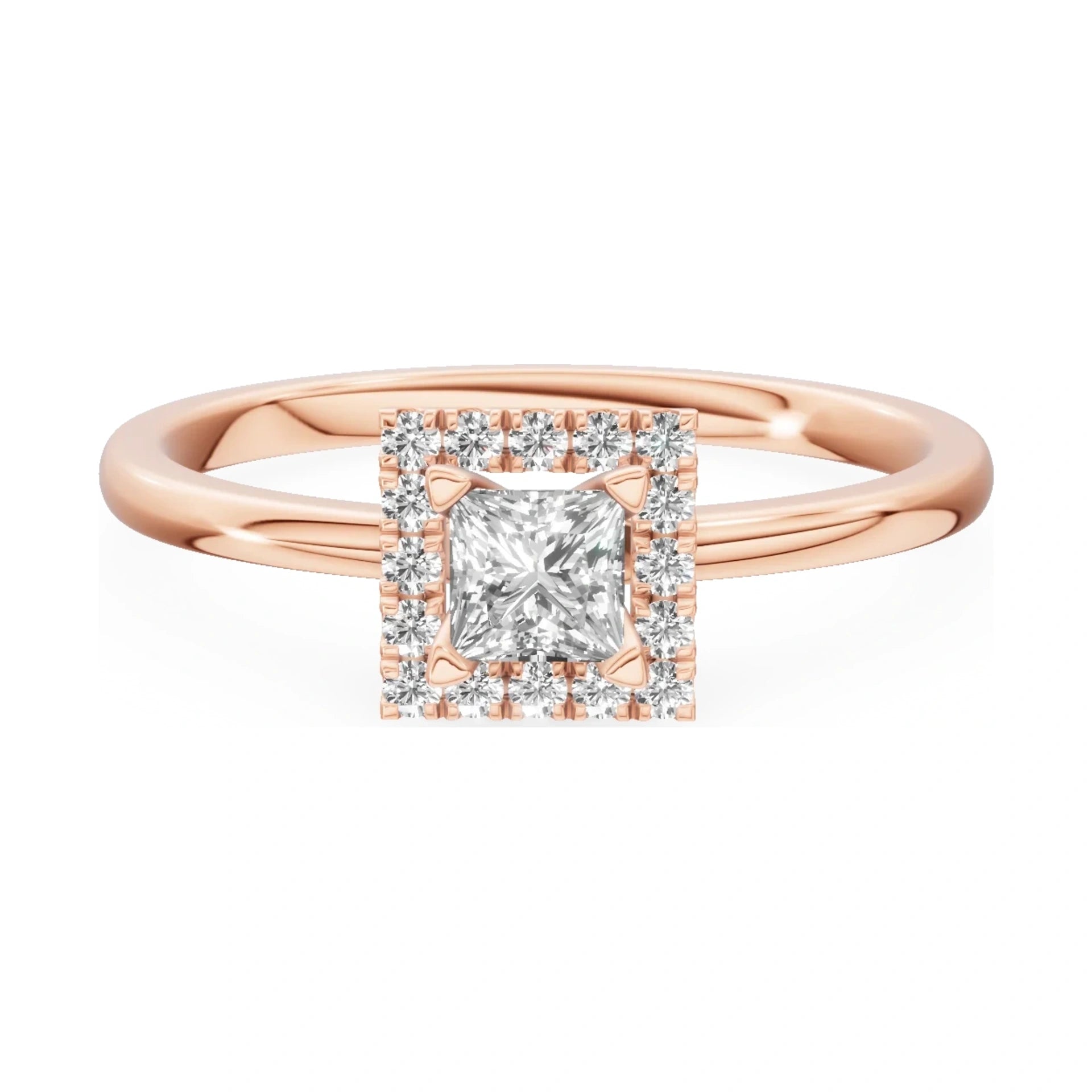 GREMARI Seven Aura 14K rose gold engagement ring with 0.30 ct princess-cut natural diamond