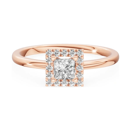 GREMARI Seven Aura 14K rose gold engagement ring with 0.30 ct princess-cut natural diamond