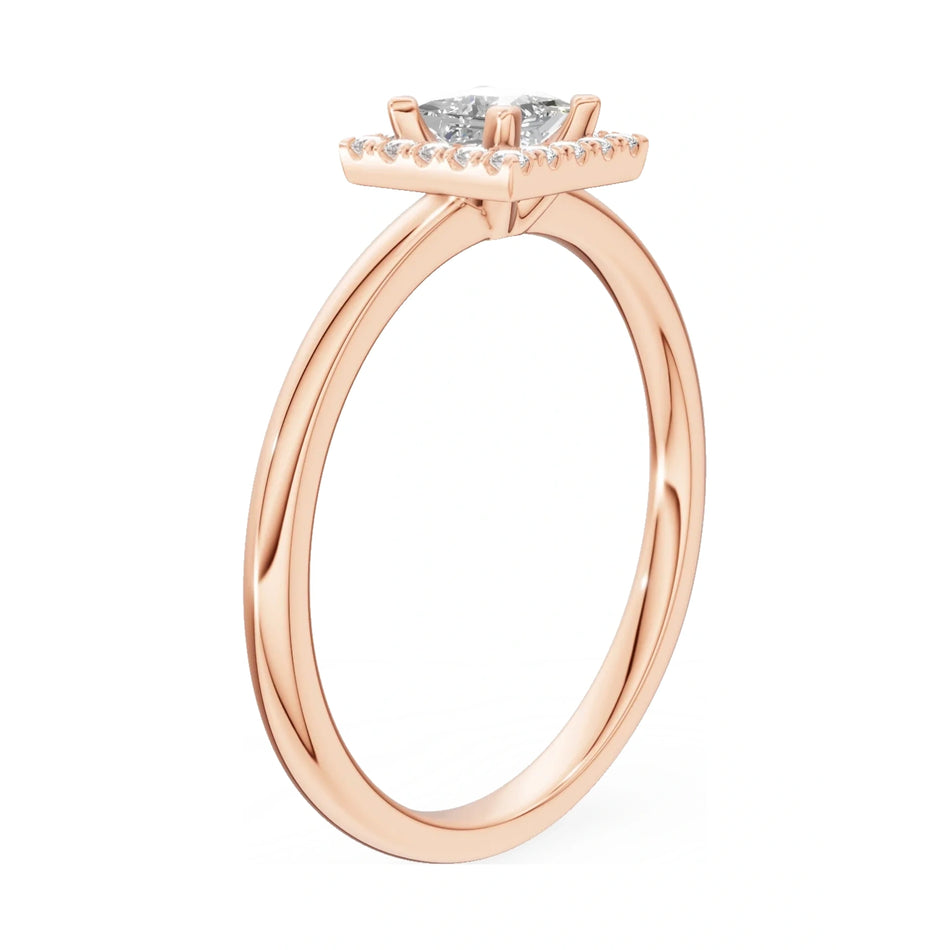 14K rose gold GREMARI Seven Aura ring with 0.30 ct princess-cut natural diamond
