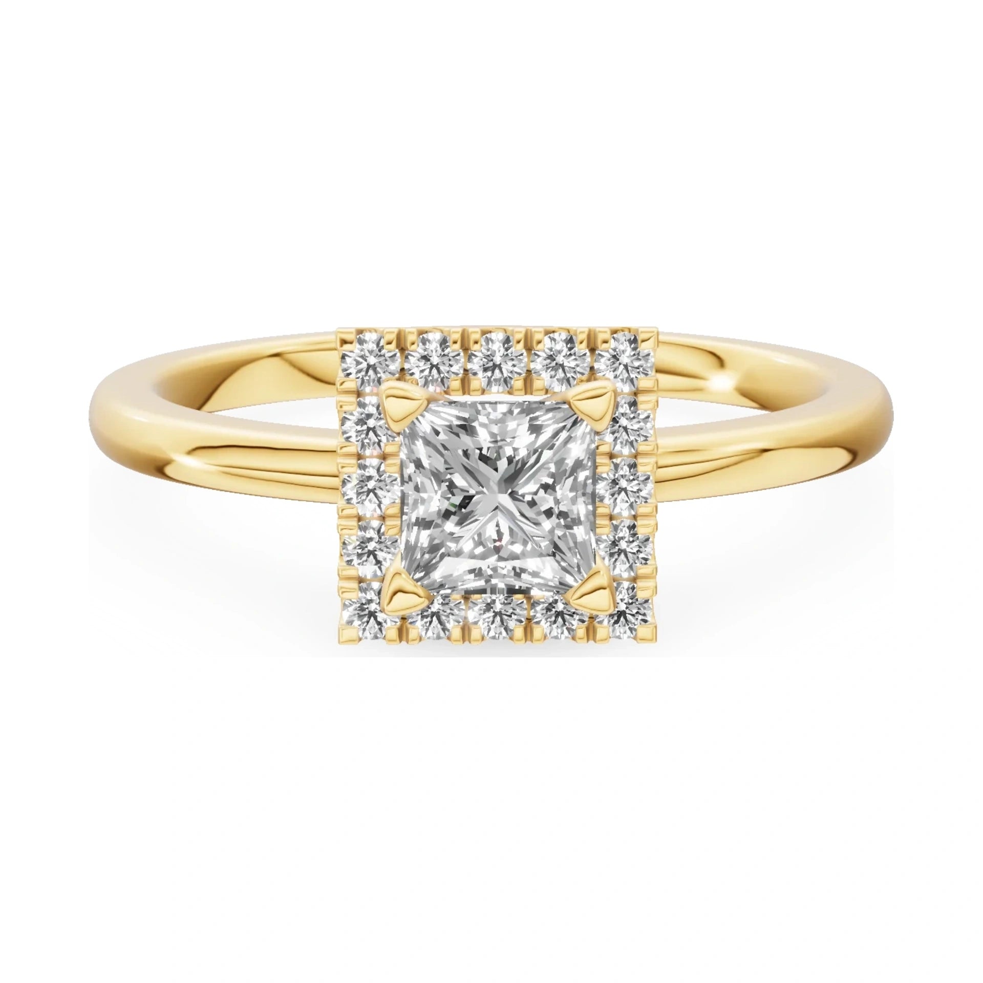GREMARI Seven Aura 14K yellow gold engagement ring with 0.50 ct princess-cut natural diamond