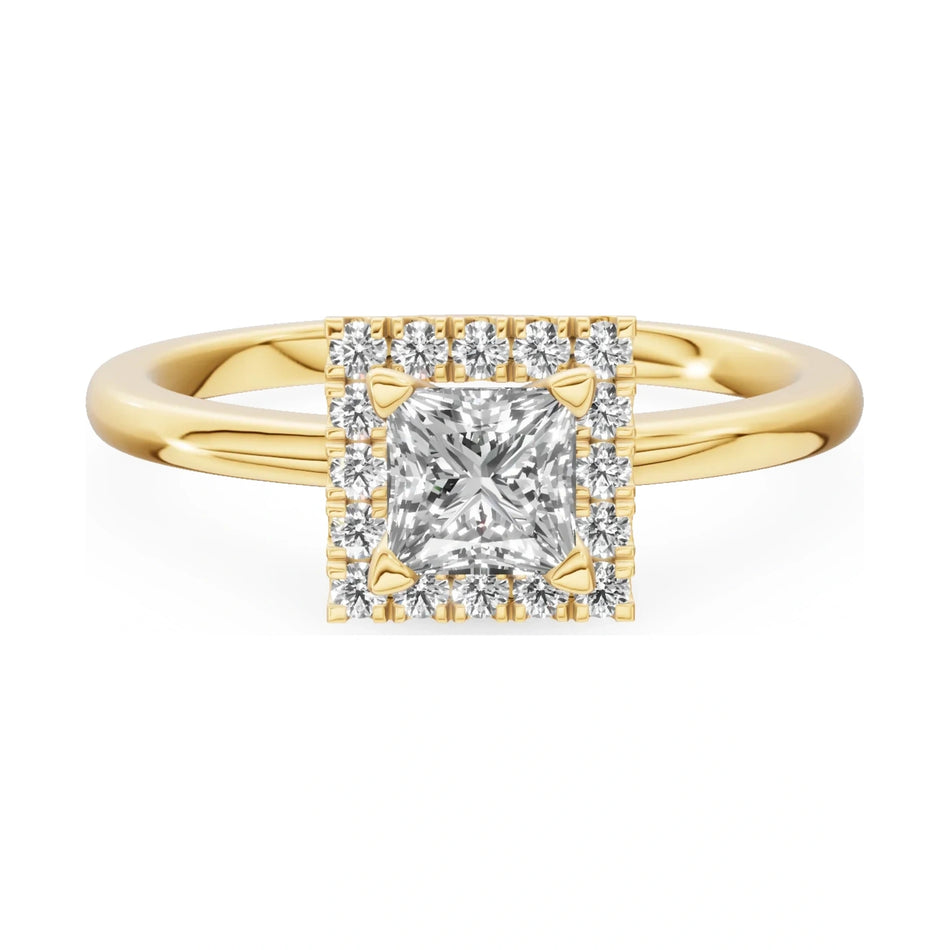 GREMARI Seven Aura 14K yellow gold engagement ring with 0.50 ct princess-cut natural diamond