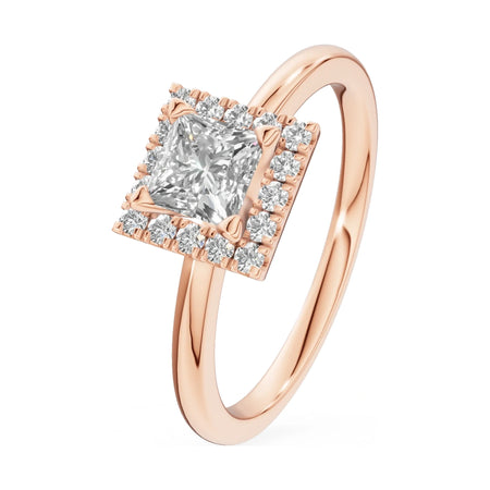 0.50 ct princess-cut natural diamond GREMARI Seven Aura engagement ring in 14K rose gold