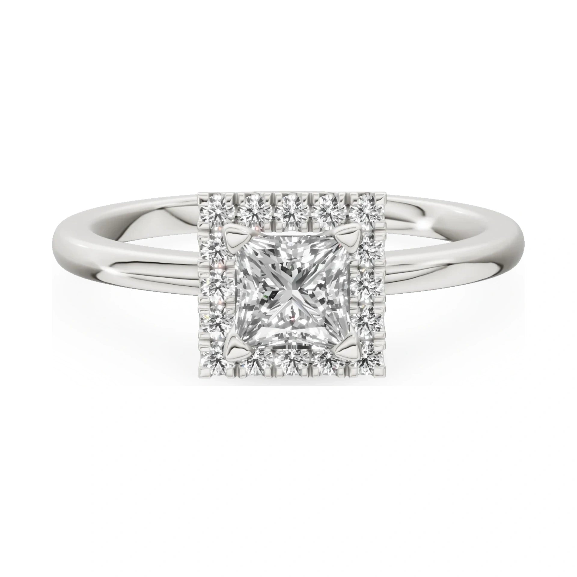 GREMARI Seven Aura 14K white gold engagement ring with 0.50 ct princess-cut natural diamond