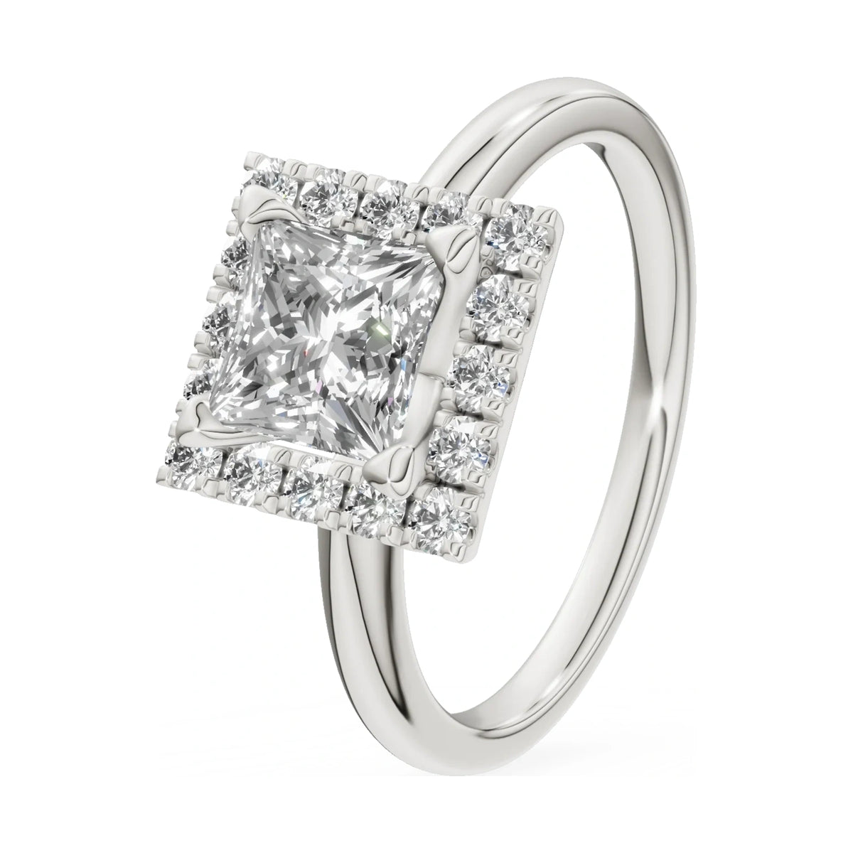 1.00 ct princess-cut natural diamond GREMARI Seven Aura engagement ring in 14K white gold
