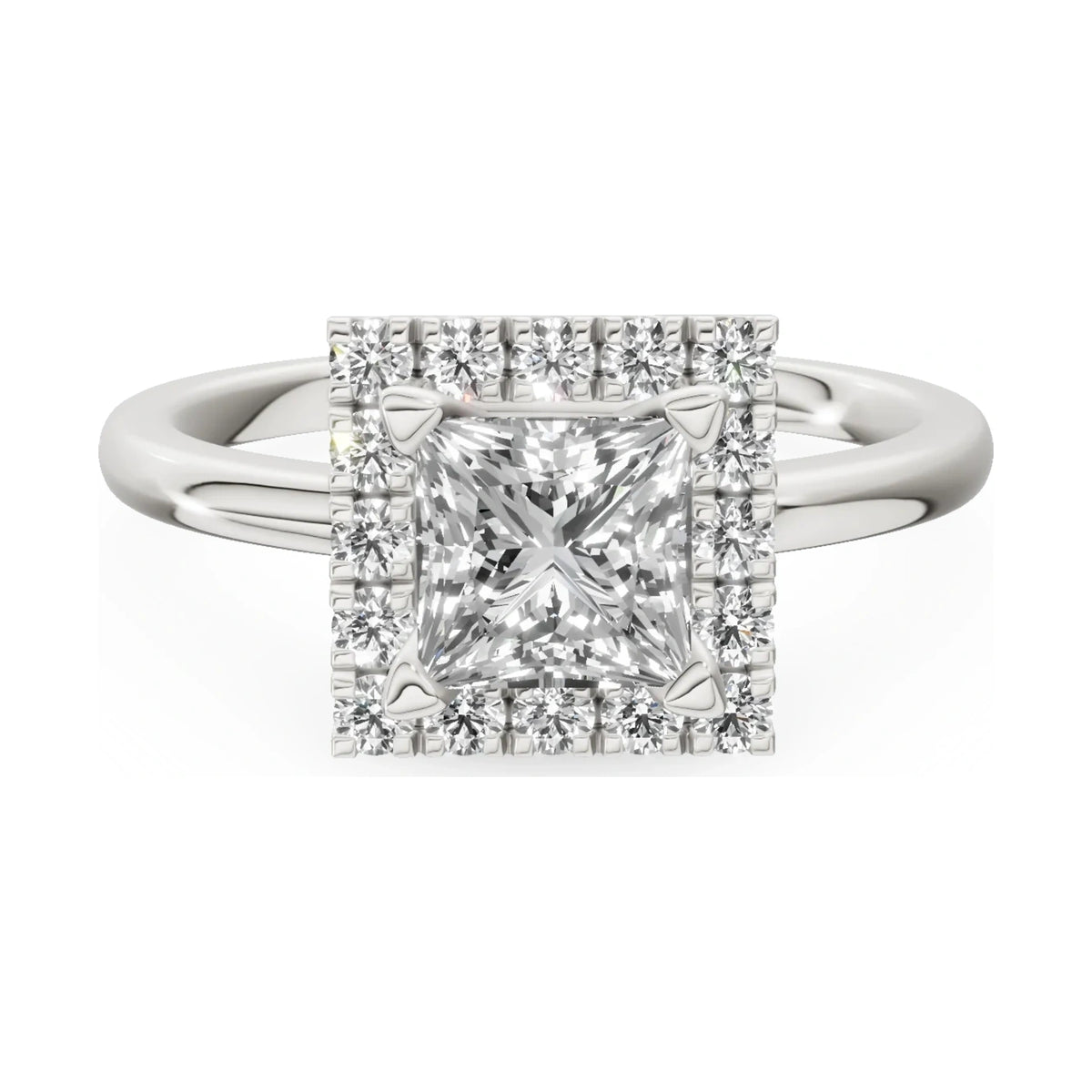 GREMARI Seven Aura 14K white gold engagement ring with 1.00 ct princess-cut natural diamond