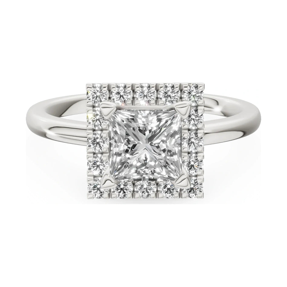GREMARI Seven Aura 14K white gold engagement ring with 1.00 ct princess-cut natural diamond